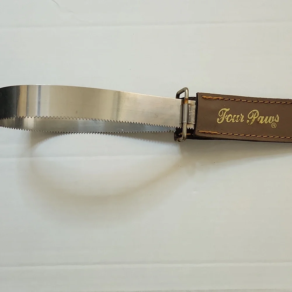 Shed N Blade Dog Grooming Tool Brown Leather Handle By Four Paws